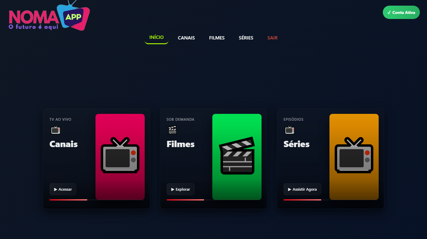 Tela inicial do Noma Play